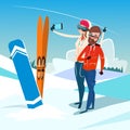 Couple Man And Woman With Ski Snowboard Take Selfie Photo Winter Activity Sport Vacation Royalty Free Stock Photo