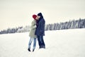 Couple Man Woman Snow Kiss