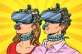 Couple man and woman in virtual reality