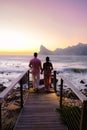 couple man and women watching sunset on the balcony during vacation in Cape Town South Africa Royalty Free Stock Photo