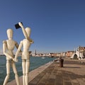 Couple of manikins shots a selfie in Venice Royalty Free Stock Photo