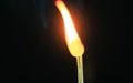 Couple of matches burning together with heat flame isolated on a black background. Royalty Free Stock Photo