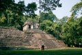 couple in Mayan ruins in Palenque, Chiapas, Mexico. Royalty Free Stock Photo