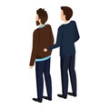 Couple of men back avatars characters Royalty Free Stock Photo