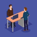 Couple of men in the office avatars characters Royalty Free Stock Photo