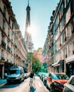 Couple men an woman honeymoon Paris Eiffel tower, couple men and woman city trip in Paris Royalty Free Stock Photo