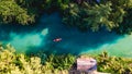 People in Kayak at a river klong of a tropical Island Koh Chang Thailand during sunset Royalty Free Stock Photo