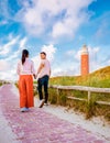 A couple of men and women on vacation at the Dutch Island Texel Royalty Free Stock Photo