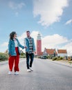 A couple of men and women on vacation at the Dutch Island Texel Royalty Free Stock Photo