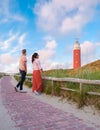 A couple of men and women on vacation at the Dutch Island Texel Royalty Free Stock Photo