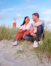 A couple of men and women on vacation at the Dutch Island Texel Royalty Free Stock Photo