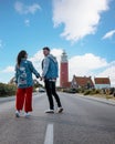 A couple of men and women on vacation at the Dutch Island Texel Royalty Free Stock Photo