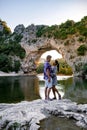 The famous natural bridge of Pont d& x27;Arc in Ardeche department in France Ardeche Royalty Free Stock Photo