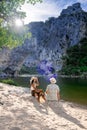 The famous natural bridge of Pont d& x27;Arc in Ardeche department in France Ardeche Royalty Free Stock Photo