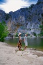 The famous natural bridge of Pont d& x27;Arc in Ardeche department in France Ardeche Royalty Free Stock Photo