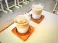 Couple milk coffee in glass