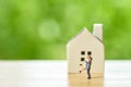 Couple Miniature 2 people standing model with house model make f