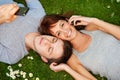 Couple with mobile phones outdoor Royalty Free Stock Photo