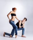 Couple of modern ballet dancers in jeans Royalty Free Stock Photo