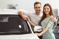 Couple in motor show Royalty Free Stock Photo