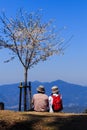 Couple on Mountain at Yoshino , Japan