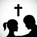 Couple mourns for deceased silhouette