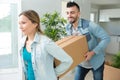 couple moving cardboard boxes Royalty Free Stock Photo