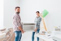 Couple moving furnishings in their new house Royalty Free Stock Photo
