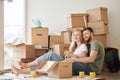 Couple moving new home. Happy people buy new apartment Royalty Free Stock Photo