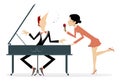 Couple musicians. Singer woman and pianist man