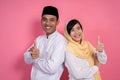 Couple muslim asian showing thumb up