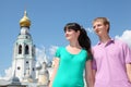 Couple near Holy Resurrection cathedral Royalty Free Stock Photo