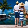 Couple near poolside Royalty Free Stock Photo