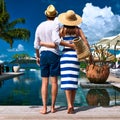 Couple near poolside Royalty Free Stock Photo