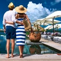 Couple near poolside Royalty Free Stock Photo
