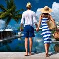 Couple near poolside Royalty Free Stock Photo