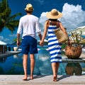 Couple near poolside Royalty Free Stock Photo
