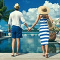 Couple near poolside Royalty Free Stock Photo