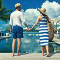 Couple near poolside Royalty Free Stock Photo