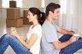 Couple in new home drinking tea Royalty Free Stock Photo