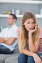 Couple not speaking after a fight on the sofa Royalty Free Stock Photo