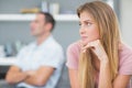 Couple not talking after a dispute on the couch Royalty Free Stock Photo