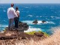 Couple at an ocean overlook Royalty Free Stock Photo