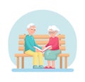 Couple old senior man, woman sitting on the bench Royalty Free Stock Photo