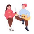 Couple outdoor activity semi flat color vector characters