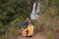 Couple overlooking the Waterfall Veu de Noiva