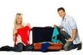 Couple packing suitcase Royalty Free Stock Photo