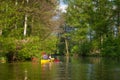 Couple paddling on a rov in the beautiful Spreewald nature