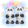 Couple of pandas illustration