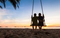 Couple on paradise beach resort sharing honeymoon Royalty Free Stock Photo